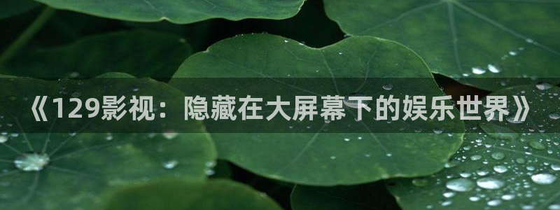 静海麦田电影院明日表：《129影视：隐藏在大屏幕下的娱乐世界》
